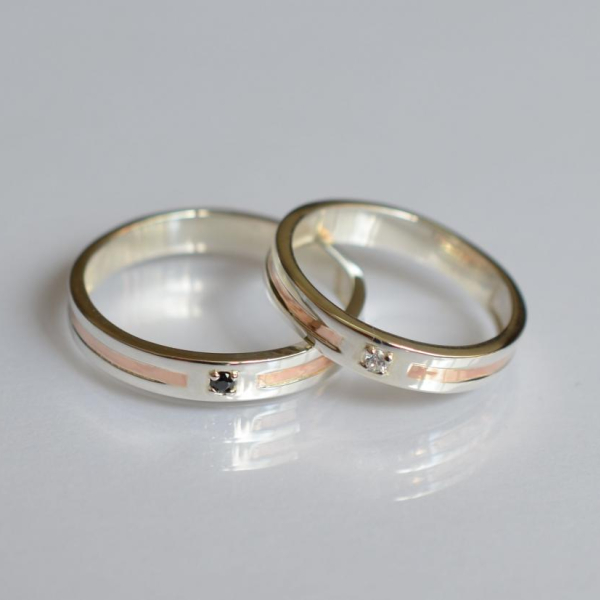 Обручка срібло з золотом