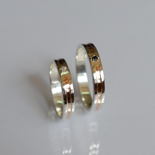 Обручка срібло з золотом