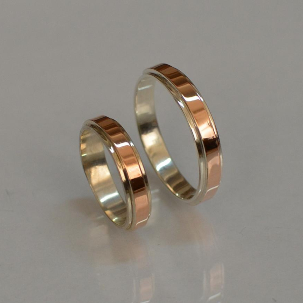 Срібна обручка  з золотими накладками