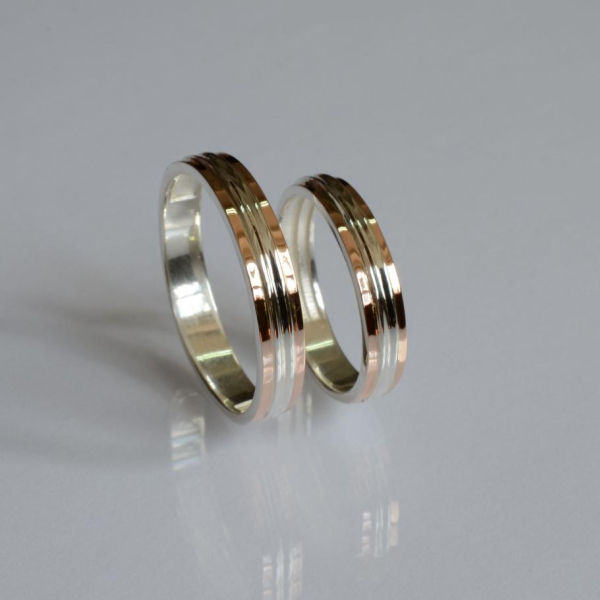Обручка срібло з золотом