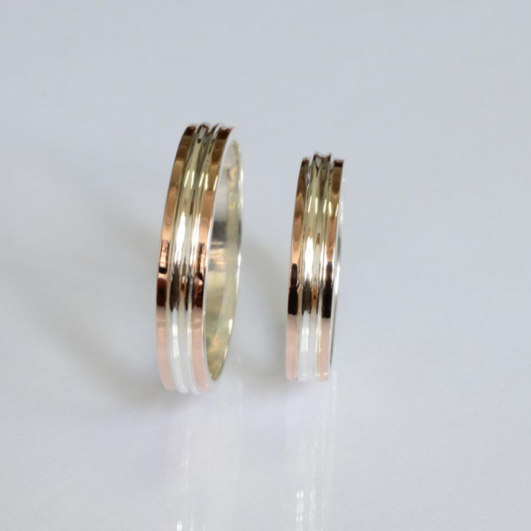 Обручка срібло з золотом