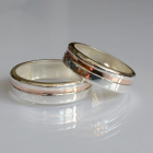 Обручка срібло з золотом