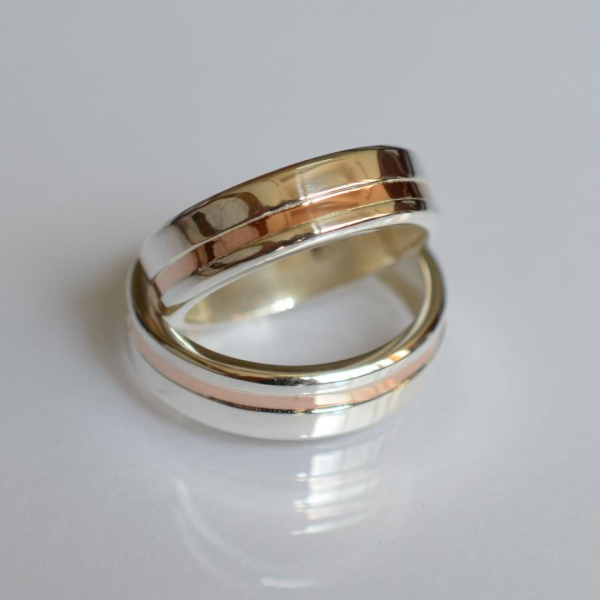 Обручка срібло з золотом
