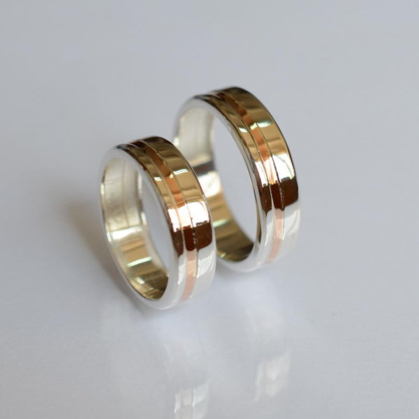 Обручка срібло з золотом