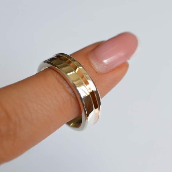 Обручка срібло з золотом
