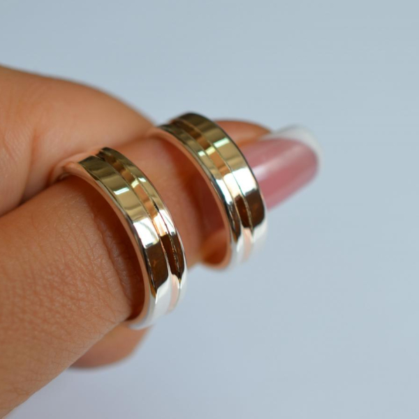 Обручка срібло з золотом