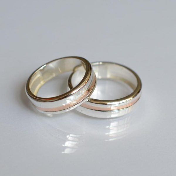 Обручка срібло з золотом