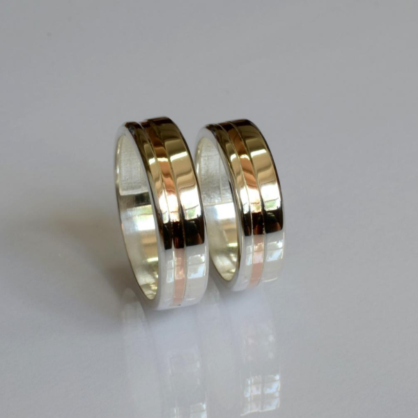 Обручка срібло з золотом