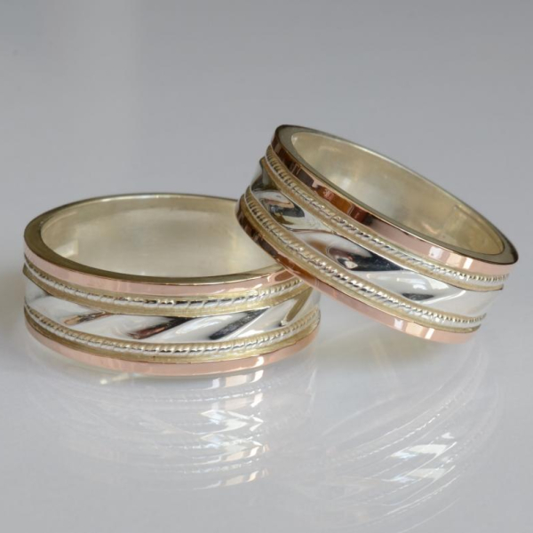 Обручка срібло з золотом