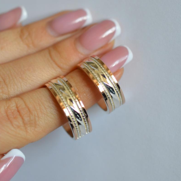 Обручка срібло з золотом