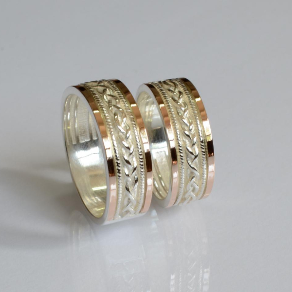 Обручка срібло з золотом