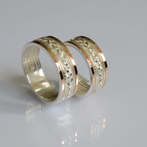 Обручка срібло з золотом