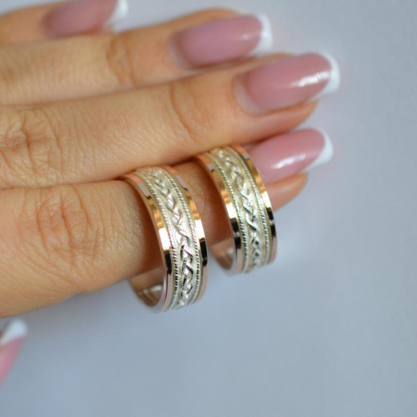 Обручка срібло з золотом