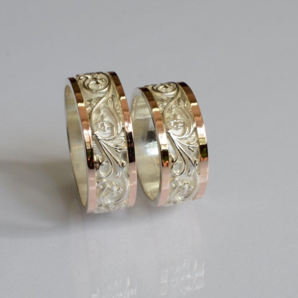 Обручка срібло з золотом