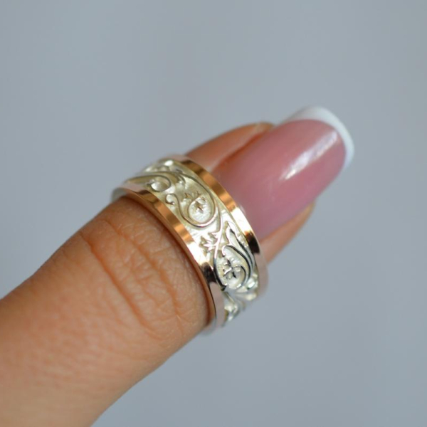 Обручка срібло з золотом