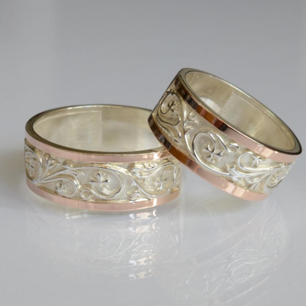 Обручка срібло з золотом