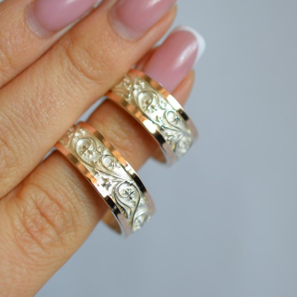 Обручка срібло з золотом