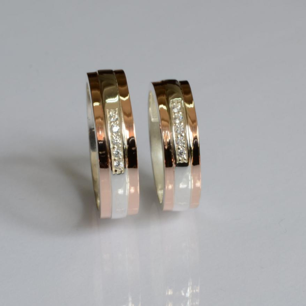 Обручка срібло з золотом