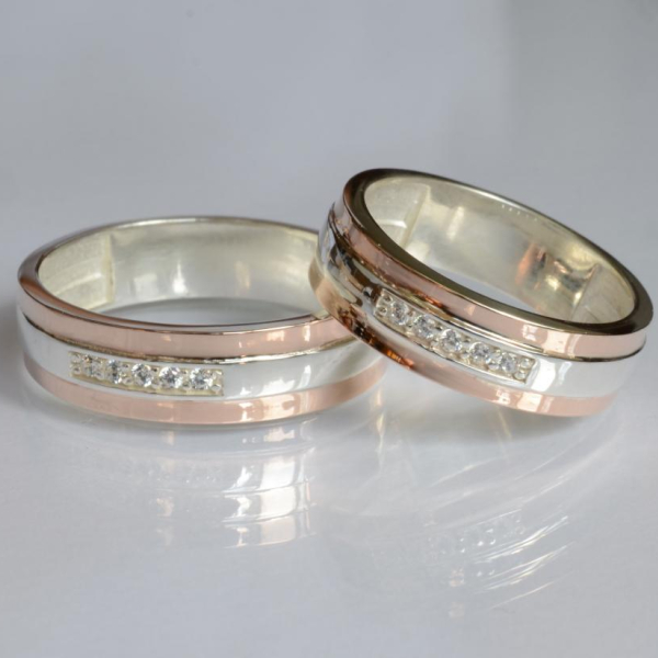 Обручка срібло з золотом