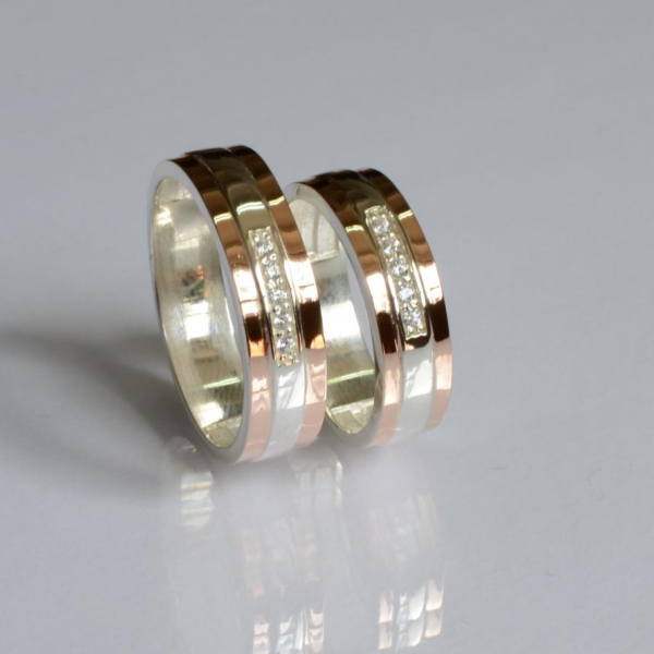 Обручка срібло з золотом