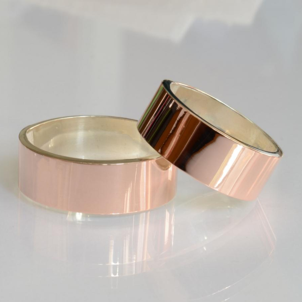 Обручка срібло з золотом