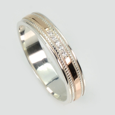 Обручка срібна з золотими пластинами