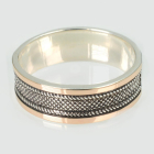 Обручка срібна з золотими пластинами