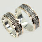 Обручка срібна з золотими пластинами