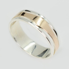 Обручка срібна з золотими пластинами