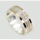 Обручка срібна з золотими пластинами