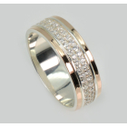 Обручка срібна з золотими пластинами