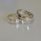 Обручка срібна з золотими вставками