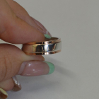 Обручка срібна з золотими вставками