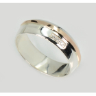 Обручка срібна з золотими пластинами