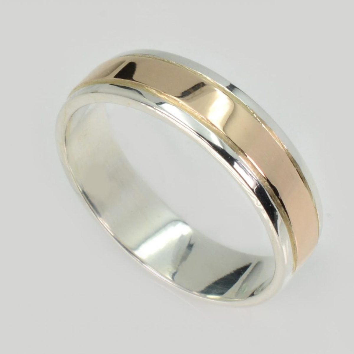 Обручка срібна з золотими пластинами