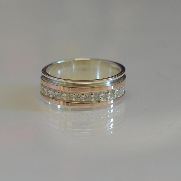 Обручка із срібла з золотом