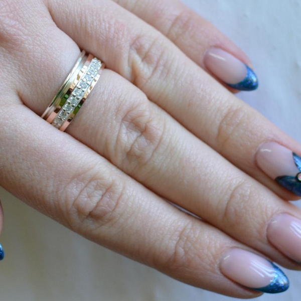 Обручка із срібла з золотом