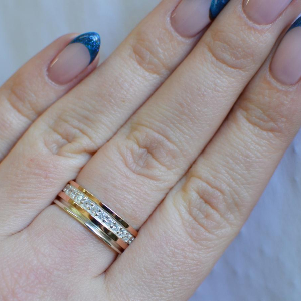 Обручка із срібла з золотом