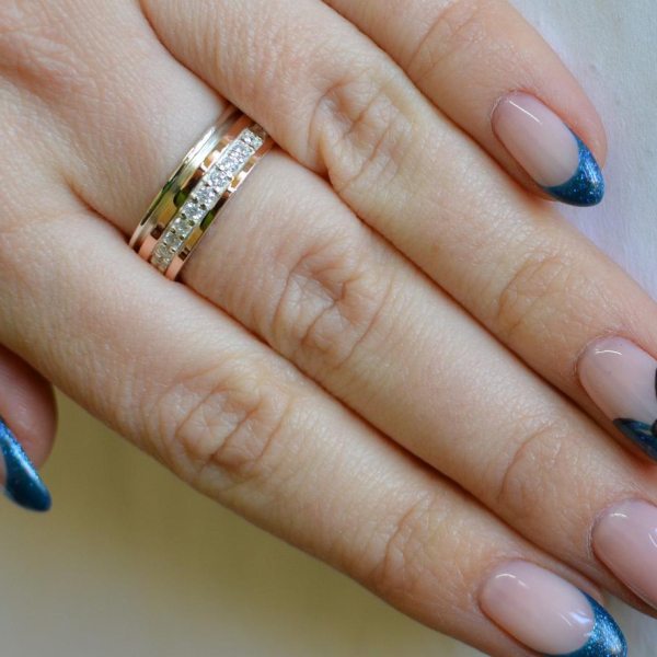 Обручка із срібла з золотом