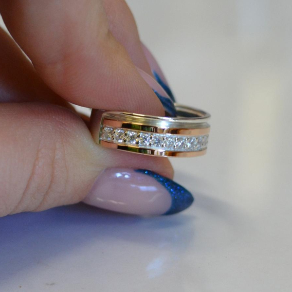 Обручка із срібла з золотом