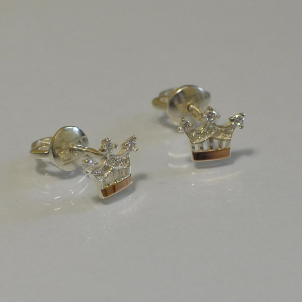 Срібні пусети з золотими вставками