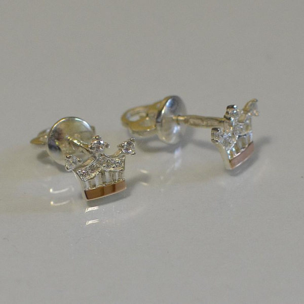 Срібні пусети з золотими вставками