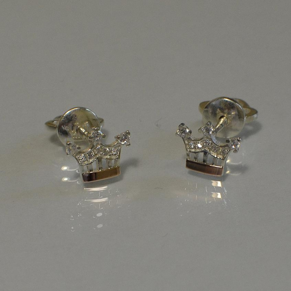 Срібні пусети з золотими вставками