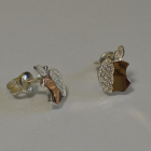 Сережки-гвоздики із срібла з золотими вставками