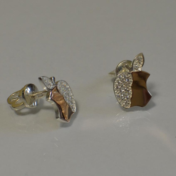 Сережки-гвоздики із срібла з золотими вставками