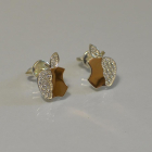 Сережки-гвоздики із срібла з золотими вставками