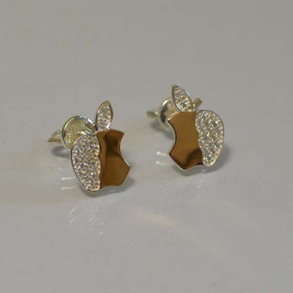 Сережки-гвоздики із срібла з золотими вставками