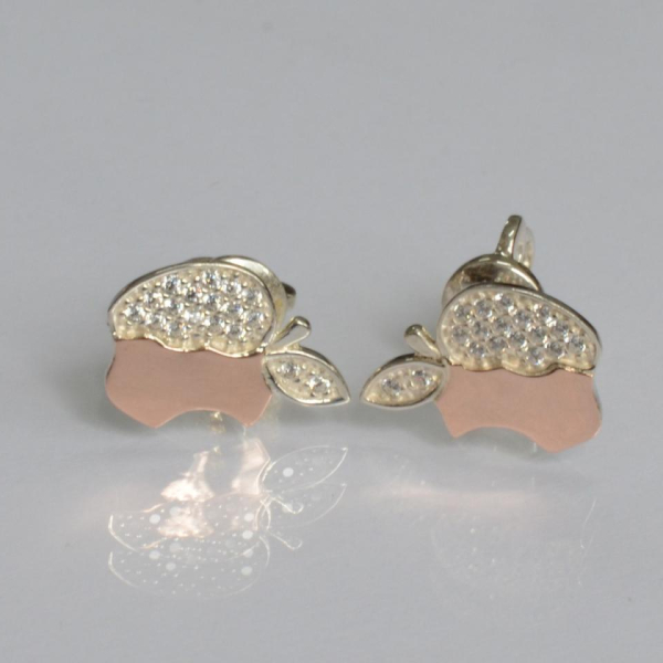 Сережки-гвоздики із срібла з золотими вставками