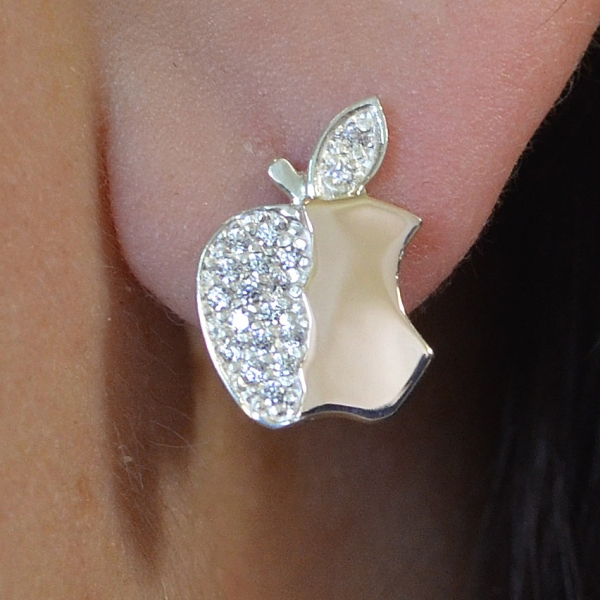 Сережки-гвоздики із срібла з золотими вставками