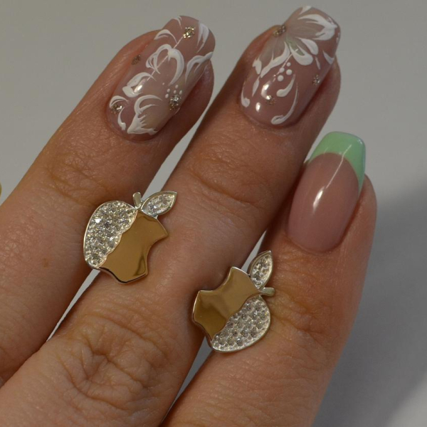 Сережки-гвоздики із срібла з золотими вставками